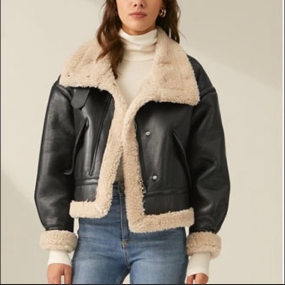 Sherpa leather jacket
